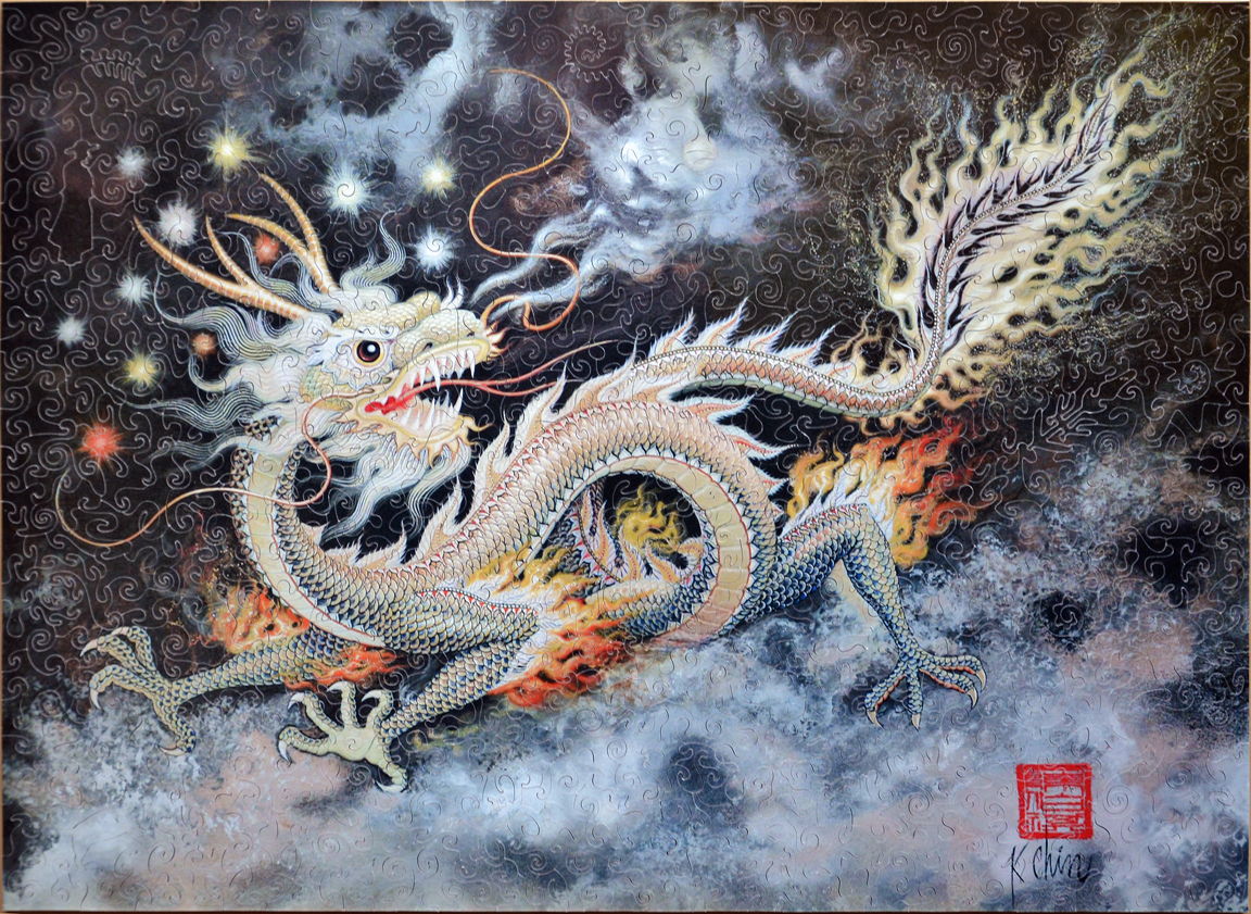 Dragons on the Sea, a traditional puzzle - Stave Puzzles, dragons